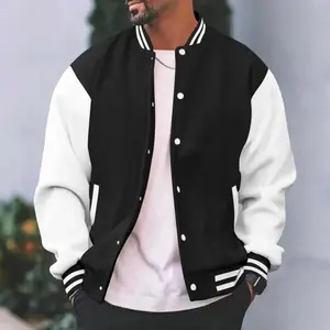 Men's Autumn and Winter Flight Jacket Baseball Jersey Velvet Loose Casual Stand-up Jacket Men Varsity Jacket Coat for Men