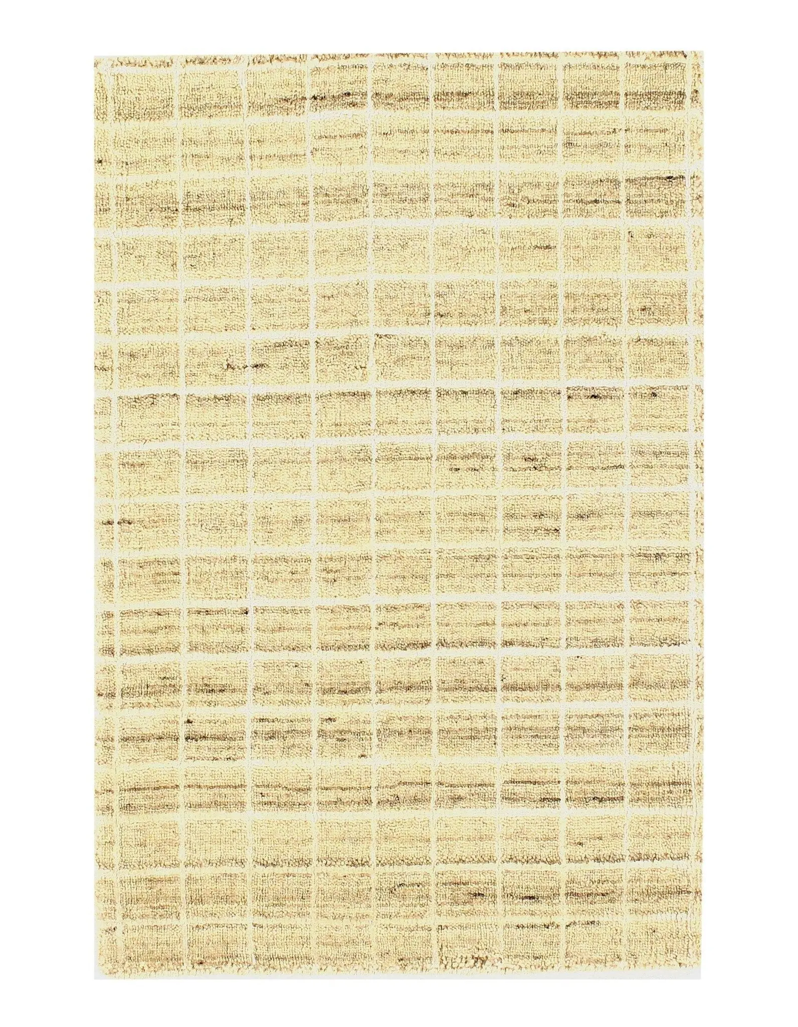 Canvello Modern Beige Crosshatch Hand-made Bamboo Silk Indo Rug - 2' x 3' (Available in Different Sizes)