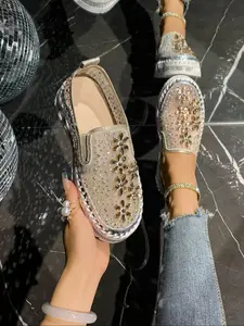 Colorful Sequins Rhinestone Elastic Band Platform Bag, Anti-Slip Women's Fashion Shoes, Comfortable Trendy Footwear for All Occasions, Slip on Style