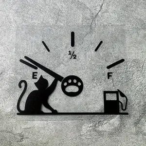 1PC of funny fuel gauge cat sticker suitable for car body scratch cover fuel tank cap DIY waterproof sunscreen decorative cartoon decal Car Stickers Sticker For Cars Car Decals