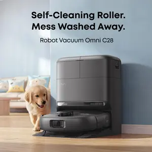 NEW eufy C28 Robot Vacuum and Mop Combo, HydroJet Self-Cleaning Roller Mop, DuoSpiral Detangle Brush, 15,000 Pa Turbo High Suction, 5-in-1 Robot Vacuum and AI Obstacle Avoidance