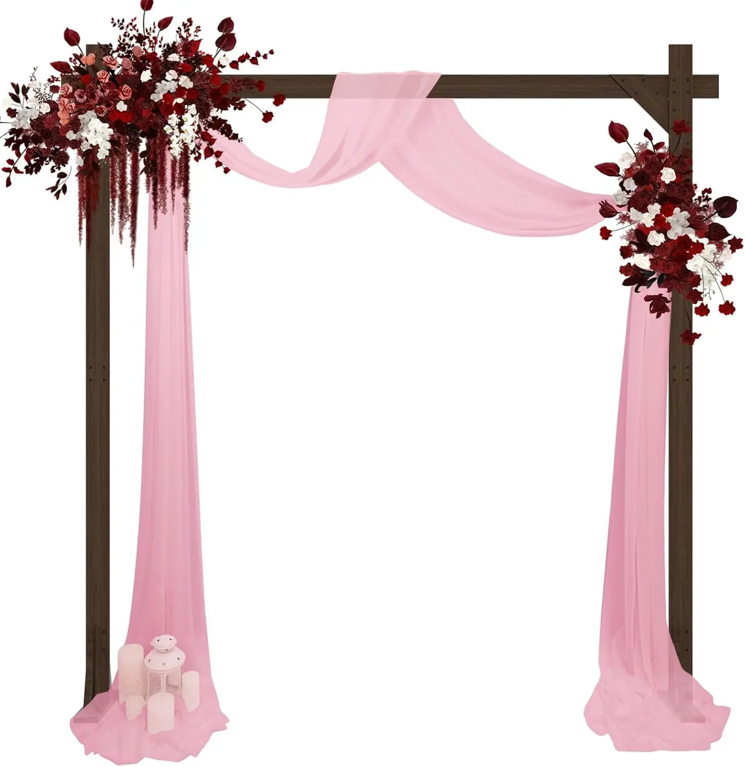 7.38FT Square Wooden Wedding Arch Backdrop Stand for Party Indoor Outdoor, Wedding Arbor for Rustic Ceremony Birthday Bridal Baby Shower Banquet Proposal Scene Garden Decoration