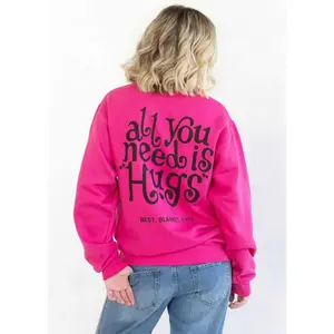 Minky Couture Sweatshirt - Hugs Hot Pink
