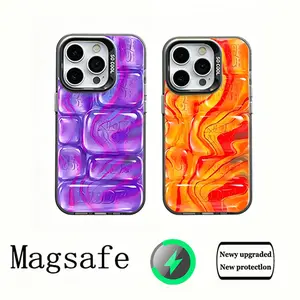 NEW!!! NeeDoh Cool Crush Ice Cube Phone Case, 3D Visual Effect Bubble Case, Glossy Hard Protective Cover, Colorful Aesthetic Case for iPhone 11 12 13 14 15 17 Pro Max Air 16 Plus , Phone Accessorie，Drop Protection Durable,Shockproof Magnetic iPhone Case