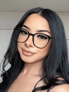 Unisex Casual Fashion Round Frame Colorblock Glasses, Eyeglasses Frames, Trendy Casual Eyeglasses, Stylish PC Eyewear for All Seasons, Perfect Daily Wear Accessory for Students