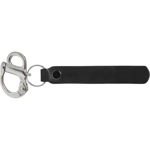 Quick Release Shackle Clip with Leather Handle, Marine Grade Stainless Steel Fixed Snap Sailing Shackle Lanyard for SCBA Mask, Firefighter Accessories Tools