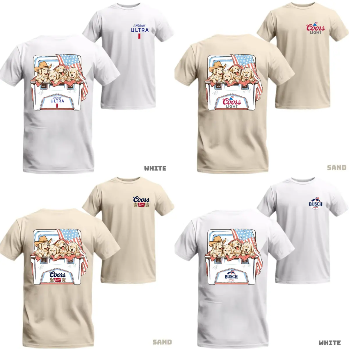 [Sale Up To 50%] Dogs Beer Tshirt/Sweatshirt/Hoodie, 2-sided Graphic Tees, Cute Dog Shirt for Men and Women, 4th Of july T-Shirt, Menswear Streetwear, Casual Summer Top