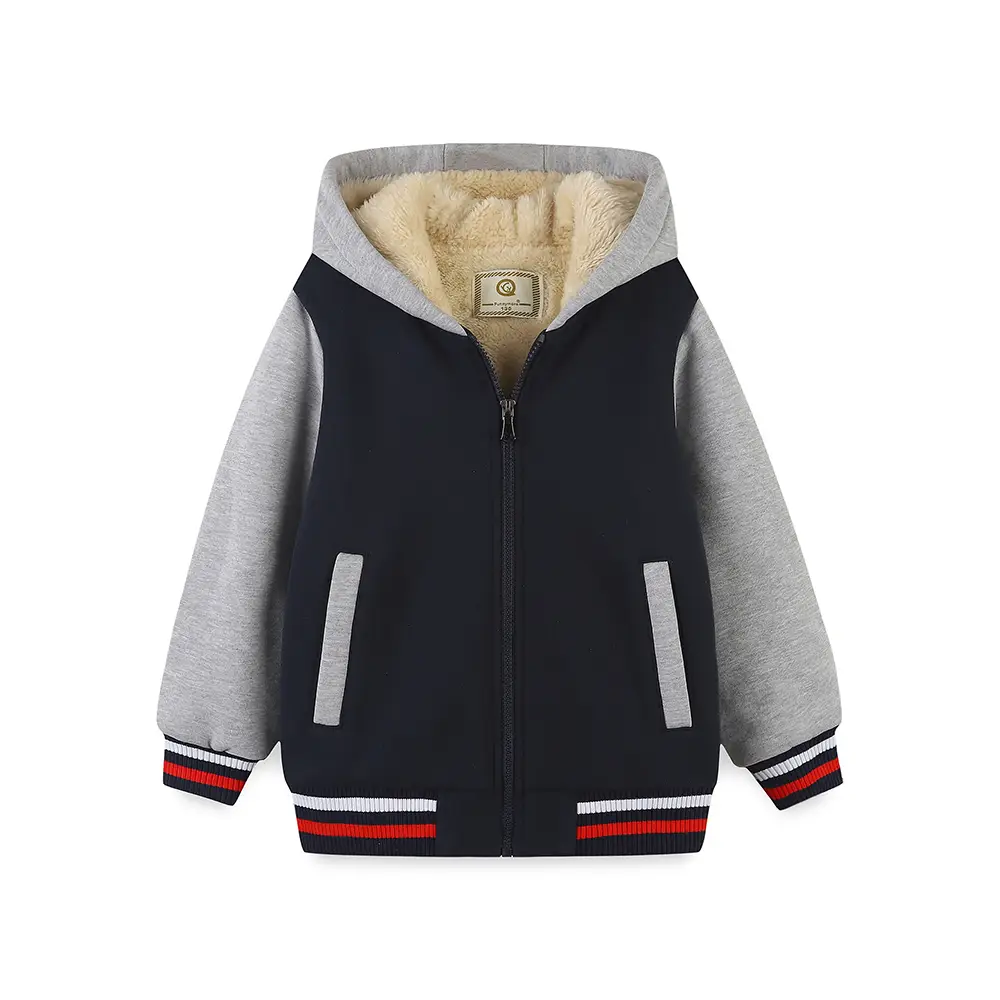 Boy's Jacket Hoodie Sherpa Fleece lined Spring Fall Winter School Warm Soft Comfy Zip Up Coat Clothes Outfits Sweatshirt Black Size 2-14 Years