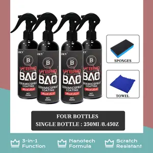 KOKN 3 in 1 Ceramic Car Coating Spray 4PCS High Protection Quick Act Agent Nanotechnology Formula for Car Paint Restorer & Waterless Wash