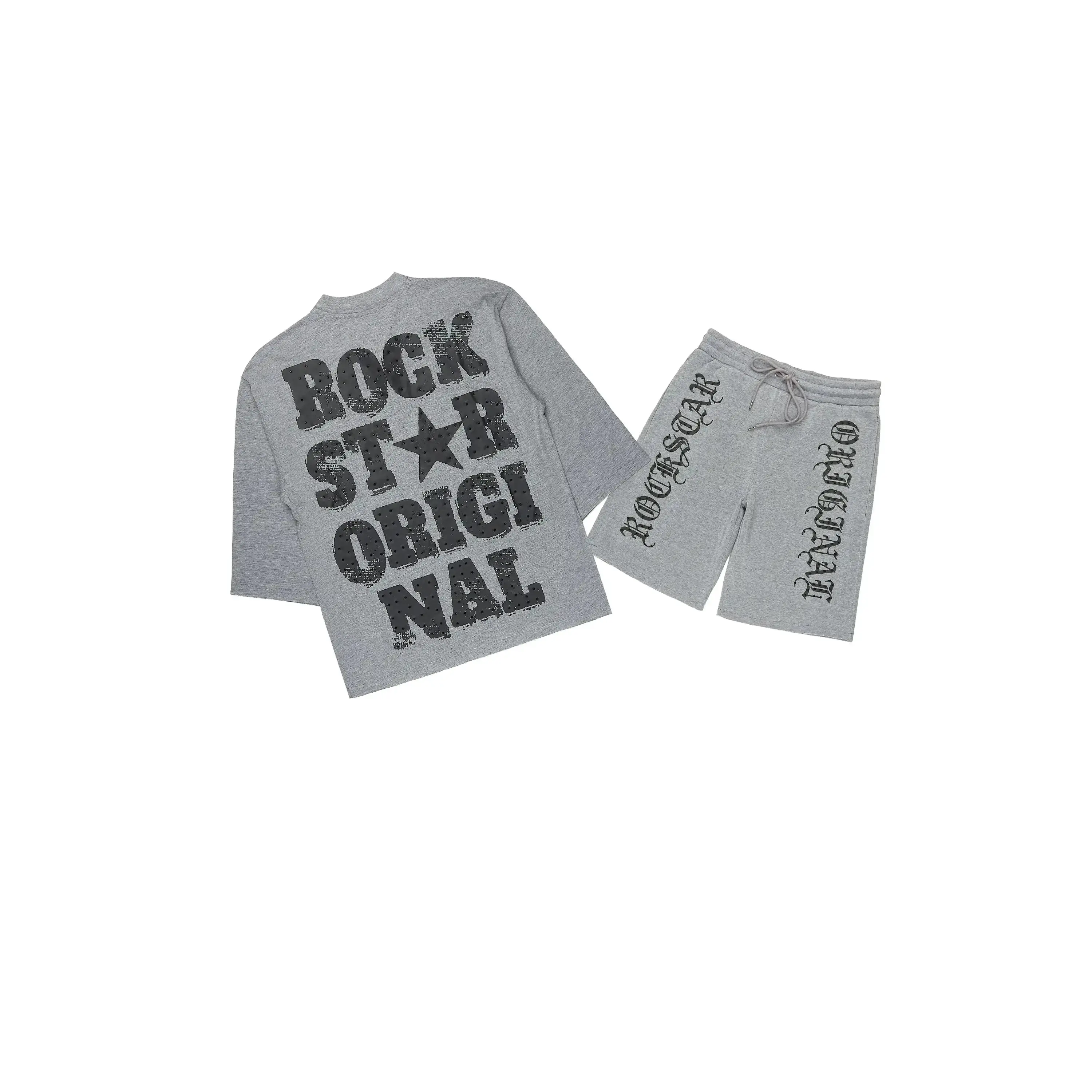 Dazzle Heather Grey Rhinestone T-Shirt/Short Set
