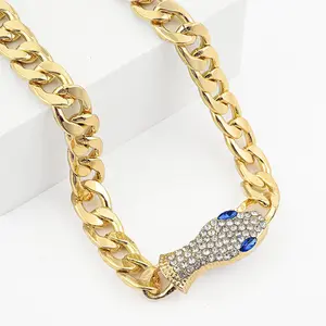 Crystal Serpent Necklace 21 Inches in Goldtone