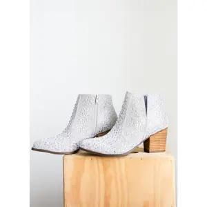 Shine Star Rhinestone Bootie in Silver