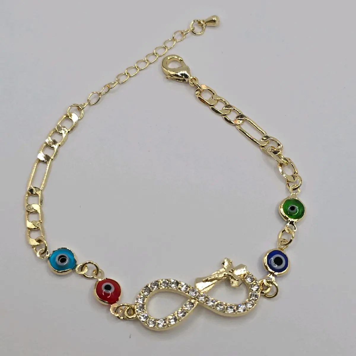 Christ-Inspired Multicolor Eyes by INFINITY WITH CHRIST gold-plated BRACELET