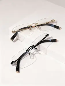 Y2K Men's Square Frameless Fashion Glasses, Casual Style, Decorative Lens, Perfect for Summer, All Seasons Wear, Minimalist Eyeglasses, Stylish Glasses