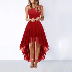 2025 New Style Patchwork Large Hem Chiffon Elegant Dresses for Women Fit Formal