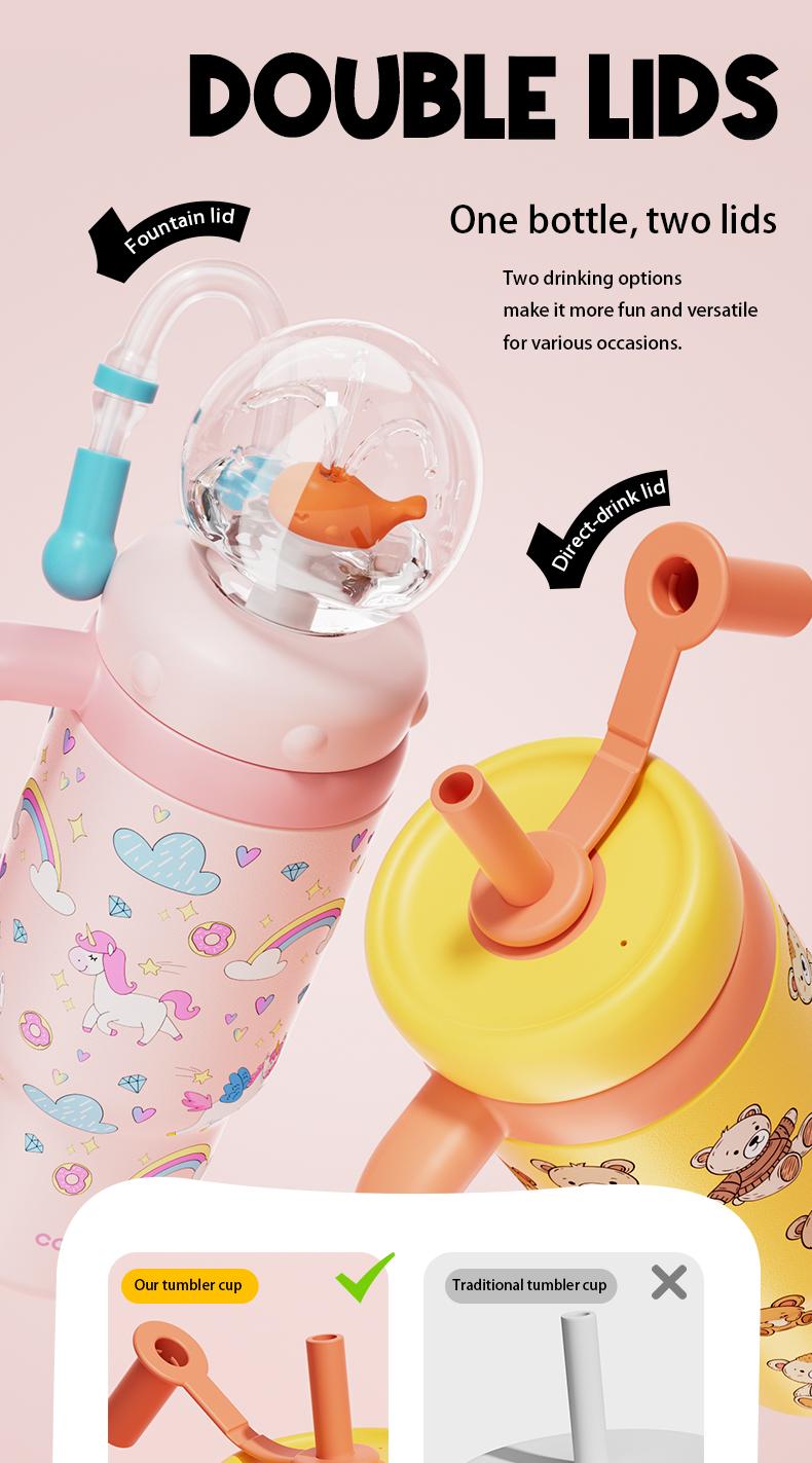 【COMOBEBE】24oz Stainless Steel Whale Fountain Tumbler with Handle – Two Lids, Spill-Proof, Dishwasher Safe, Cute & Perfect for Teens, and Adults Water Bottles Sturdy Drinkware Flasks 【COMOBEBE】24oz Stainless Steel Whale Fountain Tumbler with Handle – Two Lids, Spill-Proof, Dishwasher Safe, Cute & Perfect for Teens, and Adults Water Bottles Sturdy Drinkware Flasks