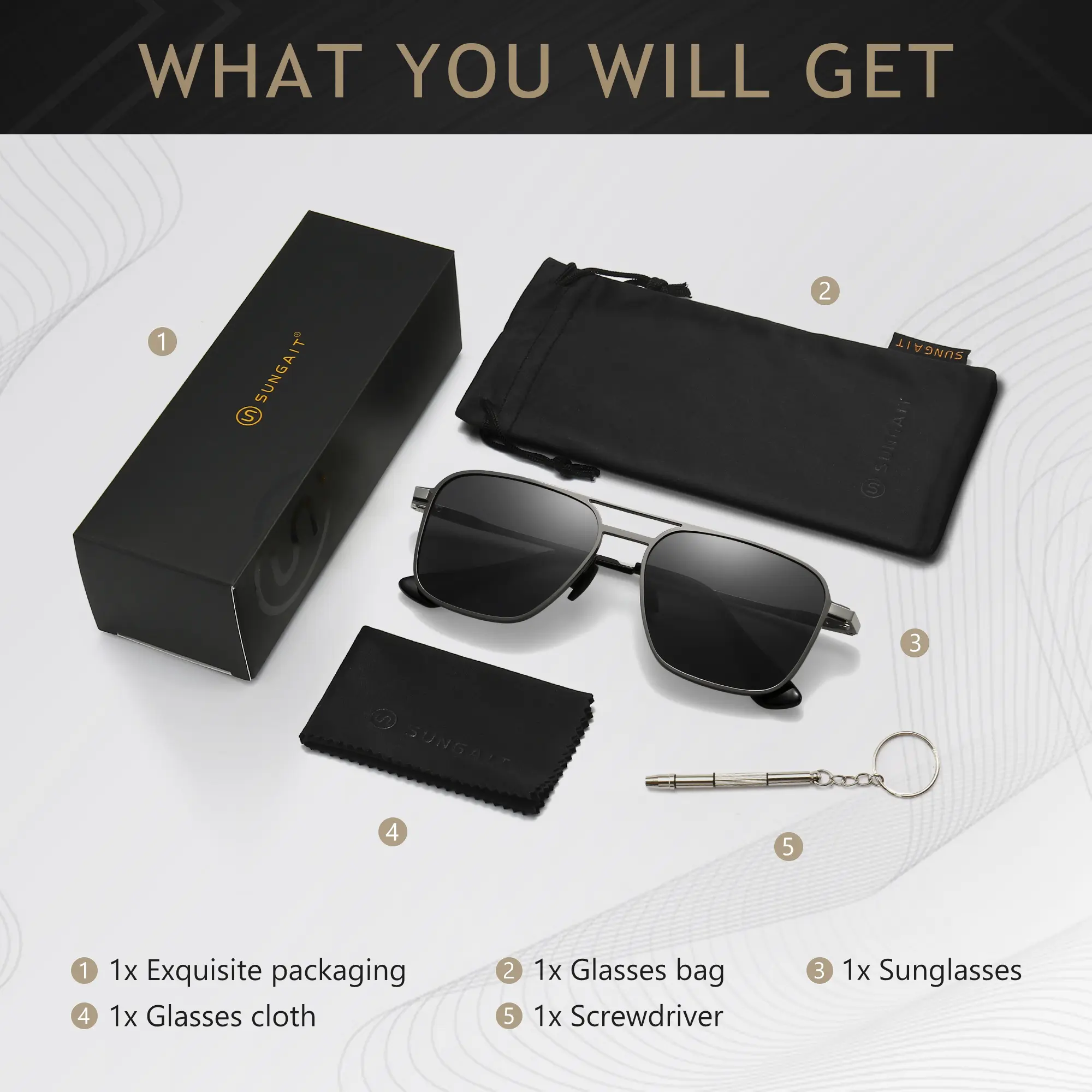 Retro Oversized Square Polarized Sunglasses Classic Metal Frame UV Protection Premium Polarized Metal Square UVA-UVB Protection Sunglasses  main image 2