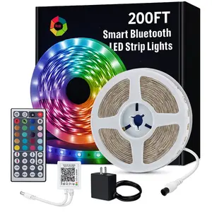 200FT 100FT 50FT Smart Led Strip Lights RGB Color Changing Time Setting Music Sync Strip Lights with both App and Remote Control,for Bedroom Indoor Lighting,for Mother's Day Gift