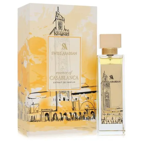 Swiss Arabian Essence of Casablanca Extrait de Parfum (EDP) - Unisex Warm Fruity Woody Fragrance with Vanilla Scents, Grapes, Patchouli, Amber, Musk, Warm Woody Heart - 3 – 3.9 Fl Oz (100ml) City Line - Day Night, All Seasons, Gifting, Elegant Presentatio