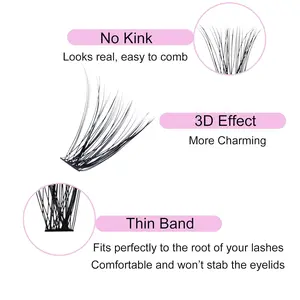 Cluster Lashes 240pcs 40D DIY Eyelash Extension D Curl Long Individual Lashes Mixed Tray Faux Mink Lash Clusters Extensions 0.07 0.10 Black (40D-0.07D-9-16mm)