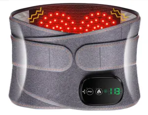 Lower Back Massager with Heat and Infrared Light therapy, Heating Pad for Back, Stomach Heating Pad, Waist Belt Wrap with Heat Vibration 3 Levels Adjustable, Touchscreen Control, Adjustable Size, Gifts for Dad Mom