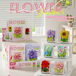 DIY 3D Puzzle Flower Frame Kit, Micro Bead Educational Toy, Stress Relief Art Decor, Creative Building Set for Adults & Kids, Crafts