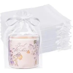 50 count White Organza Bags 6x9 Inches, Large Mesh  Bags Drawstring,  Pouches  Sachet Goodie Mesh Bag Drawstring for Wedding Party Favors  Shower & Easter Gifts