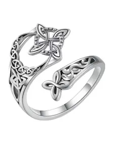 Women's Celtic Knot Ring Set, Adjustable Stacking Rings, Stackable Rings, Zinc Alloy Fashion Jewelry, Geometric Hollow Out Design, Casual Daily Wear, Perfect Gift for Birthdays & Valentine's Day