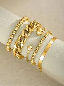 5-Piece Fashion Chain Style Open Cuff Bracelet Set for Women, Ideal for Holiday Gifts, Perfect for Dates and Parties