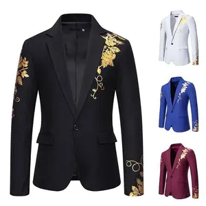 Paisley gold-embossed printed casual slim-fit suit jacket for men in a suit Menswear Formal Blazer Classic