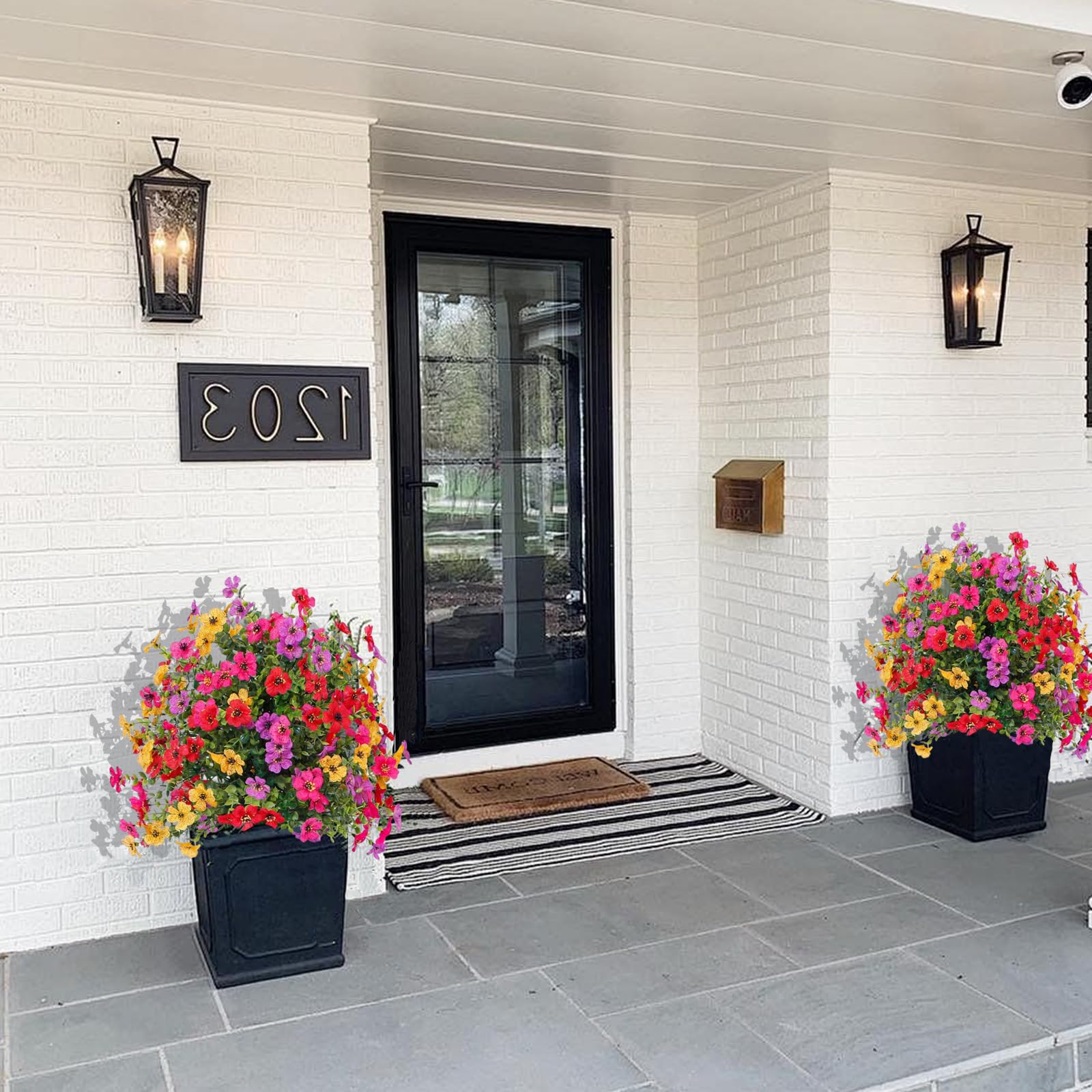 Artificial Flowers for Outdoor Indoor Garden Home Decoration, Plastic Faux Flowers, Faux Flower Daisy with Eucalyptus Leaves Fake Plants Greenery Boxwood Porch Patio Artificial Flowers for Outdoor Indoor Garden Home Decoration, Plastic Faux Flowers, Faux Flower Daisy with Eucalyptus Leaves Fake Plants Greenery Boxwood Porch Patio