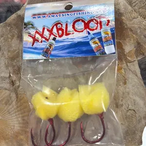 Amaysing Fishing Gear Xxxblood Sponge Hook 5/0 Durable Red Hooks for Enhanced Catching with Yellow Sponge Bait