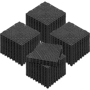VEVOR  Interlocking Tile 55PCS Black, Drainage Tiles 12" x 12" Splicing, Soft PVC Interlocking Drainage Floor Tiles, Non-Slip Drainage Holes for Restroom, Bathroom, Kitchen, Pool, Wet Areas