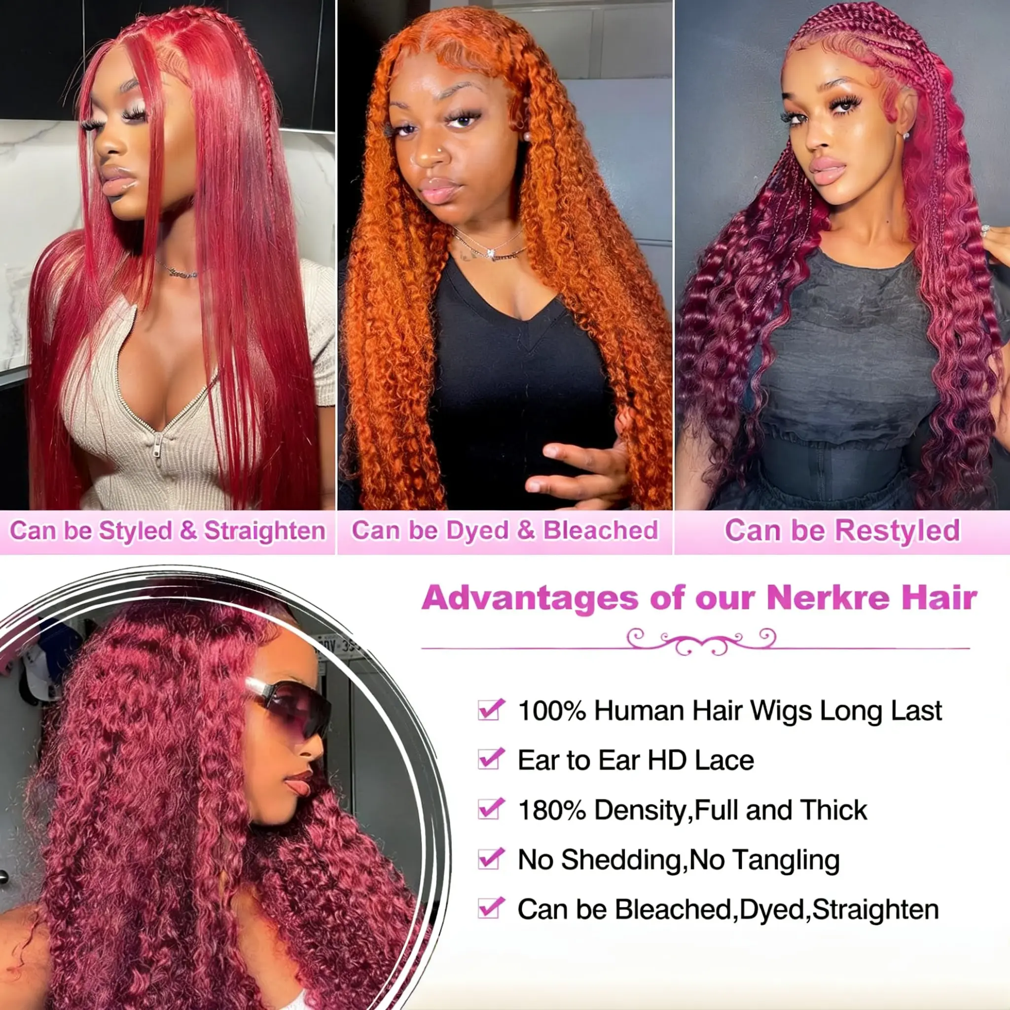 30 Inch Deep Wave Lace Front Wig Human Hair 13x6 Pre Plucked Glueless Deep 30 Inch 13x6 Orange Ginger Wig Human Hair 13x6 HD Deep Wave  main image 2