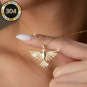 One Women's Necklace featuring a Phoenix Pendant. Crafted from hypoallergenic 304 stainless steel, this piece embodies a "light luxury" aesthetic-elegant, sophisticated, and unisex. It is perfectly suited for a variety of occasions, including daily commut