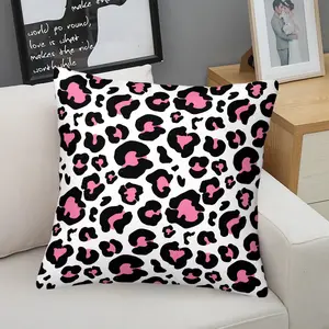 Pink Leopard Print Throw Pillow, Trendy Cushion, Bold Accent Pillow (Includes Pillow Core), Y2K Pink Black Leopard Print for Teen Girls, Fun Bedroom & Sofa Decor