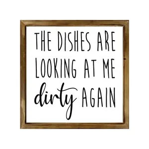 Letter Pattern Wooden Sign with Frame, 1 Count Wall Art, Kitchen Sink Decor, Farmhouse Kitchen Sign, Decoration for Kitchen Wall Decor, Home Decor Supplies, Home Decor Products