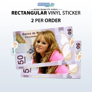 Jenni R 50 Pesos rectangle vinyl sticker - Waterproof & Stain-Resistant