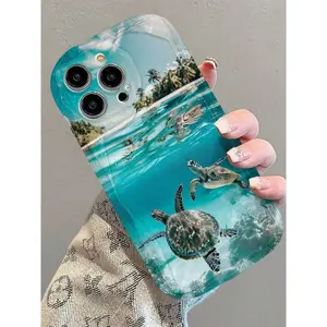 Coconut Trees, Sea Turtles By The Sea Phone Case Suitable For Compatible With Iphone16, 15, 14, 13, 12, 11, PRO MAX, As Well As X, XS, PLUS,