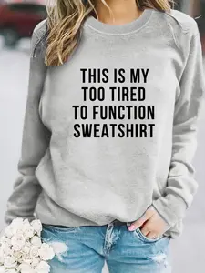 Women's Casual This Is My Graphic Pullover Sweater, Soft Long Sleeve Round Neck Sweatshirt, All-Season Comfort Wear