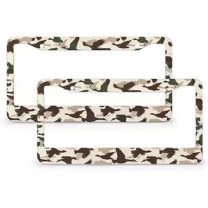 2Pack Vintage Hunting Ducks Camouflage Aluminum License Plate Cover Frames 2 Holes License Plate Frame for Standard US Vehicle 12.2x6.3 in Car Decorative Parts Cars Decor