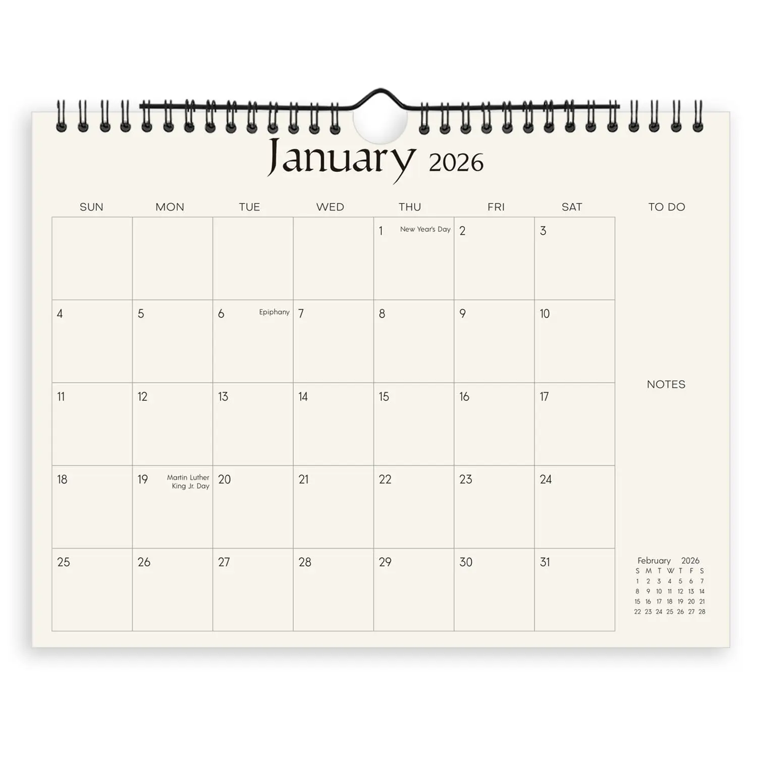 SKYDUE 8.5"x11" 18-Month Wall Calendar 2026 Jan-Mar 2027 Jun - Eco-Friendly Organization Tool with Bonus Planning Stickers, Comprehensive Holiday Markings, Easy on the Eyes, Compact for Home, Office
