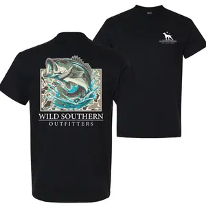 Fishing Bass Shirt, Fishing Camo T-shirt, Simply Printed Graphic Shirt, Daily Casual Cotton Womenswear, Mensewer Top, Gift For all, 100% Cotton Shirt, Trendy Shirt