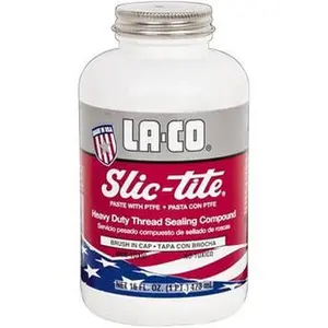 LA-CO 1 Pt Brush Top Can White Thread Sealant Paste with PTFE, 500°F Max Working Temp, For Metal, PVC, CPVC & ABS Plastic Pipe Threads 42029