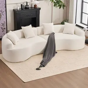 110" Curve Modular  Couch, Deep Seat  Couch, Chenille Fabric 4-Seater Comfy  Couches For Living Room Apartment Office, No Assembly Required  Set sofa cloud sectional Faux Fur Bean Bag dining White Makeup Vanity Table