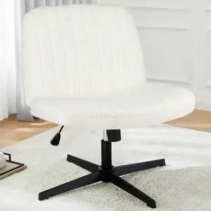 【Black Friday】Criss Cross Chair with Wheels - Armless Desk Chair Cross Legged Office Chair Height Adjustable Wide Swivel Home Office Desk Chairs