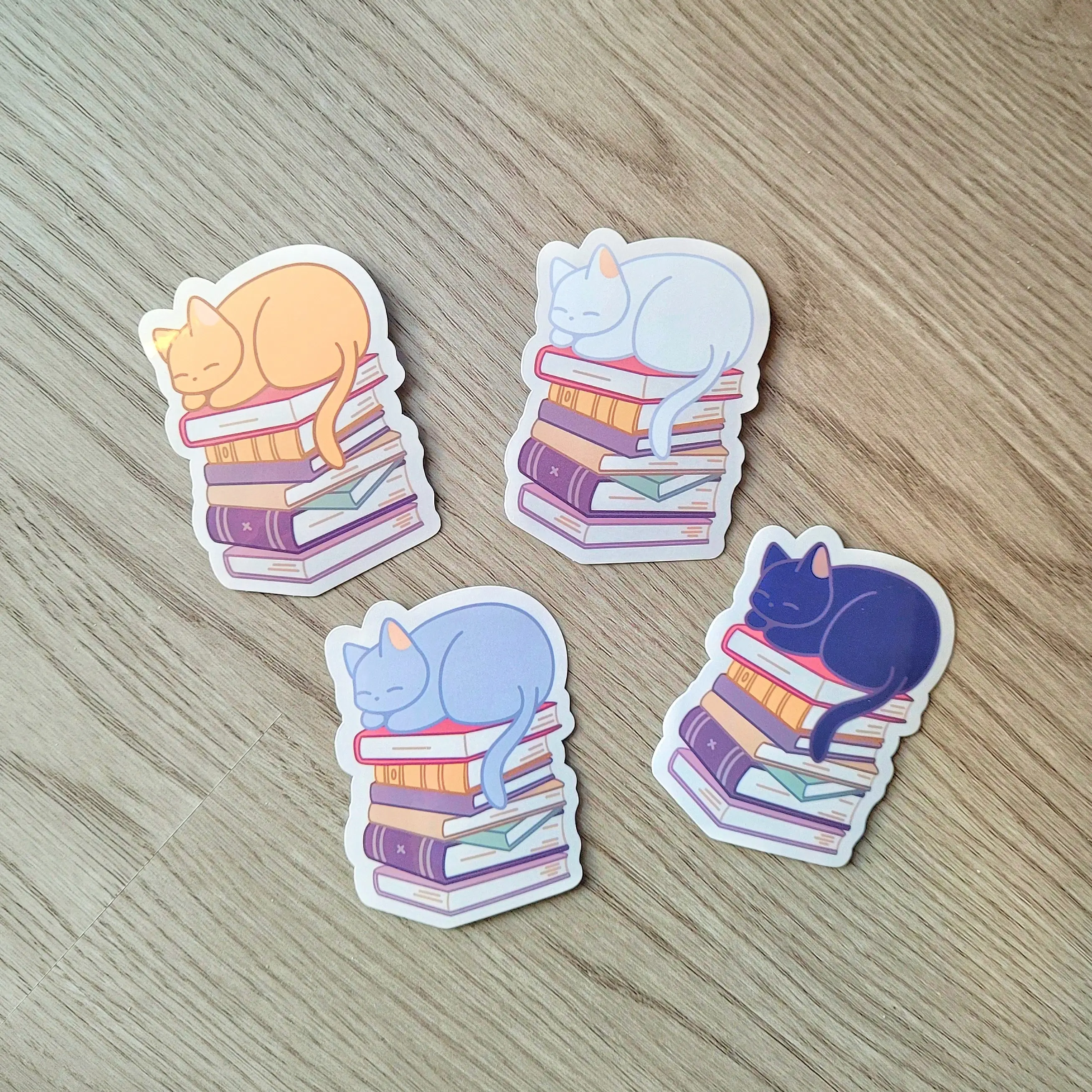 Sleeping Cat Book Stack Sticker | Cat Sticker | Cat Loaf | Cats and Books | Gift for Book Lover | Cozy Neko Sticker | Cute Cat Sticker weatherproof stickers
