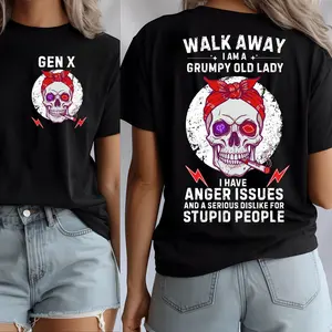 Walk Away I Am a Grumpy Old Lady Shirt  Funny Skeleton Lady Mom Quote