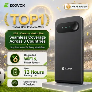 ECOVOX USA Canada Mexico Portable WiFi Hotspot, No SIM WiFi6 4G, Watch Soccer Games, Save Roaming, Deals for You Days, Business Trip /Family Use/Trival As You Go,