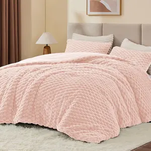 Fluffy Queen Comforter - Pink Comforter for Queen Size, Warm for Winter, Fuzzy 3 (1 Comforter, 2 Pillowcases)